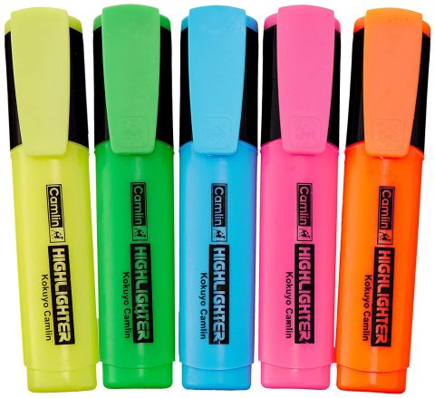 Camlin Highlighter Assorted Colours - Pk Of 5