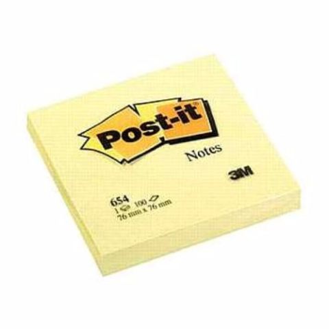3M Post-It Notes 3" x 3", Yellow, 100 Notes/Pack